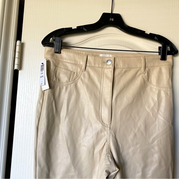 Aritzia Pant Charm High-Rise Ankle-Length Skinny Faux-Leather Light Birch 10 NWT - Picture 5 of 7